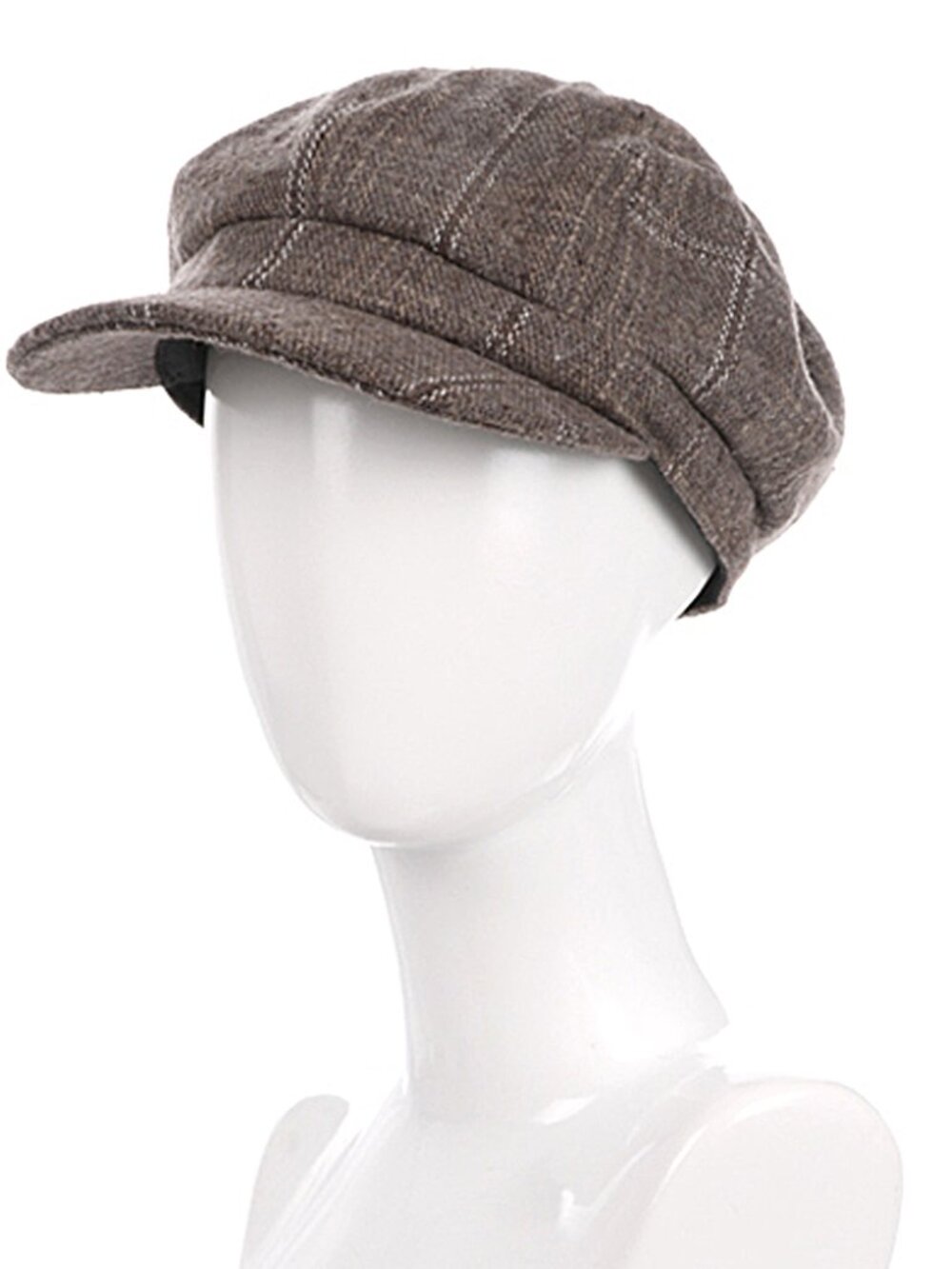 Baker Boy Tweed Cap Khaki Plaid Tan New Brown Checkered Hat New - Picture 2 of 6